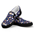 Carrot And Rabbit Pattern Print Black Slip On Sneakers