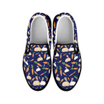 Carrot And Rabbit Pattern Print Black Slip On Shoes