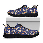 Carrot And Rabbit Pattern Print Black Sneakers