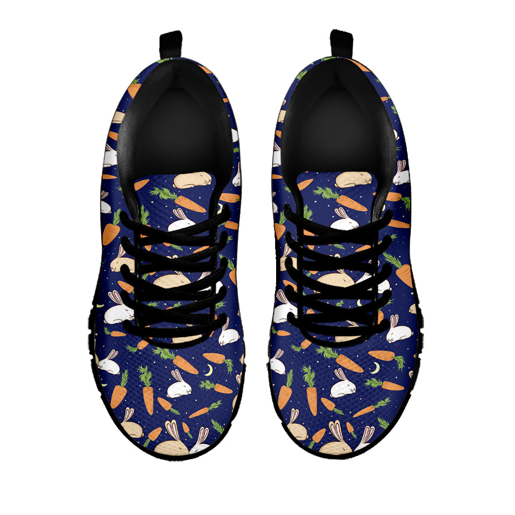 Carrot And Rabbit Pattern Print Black Sneakers