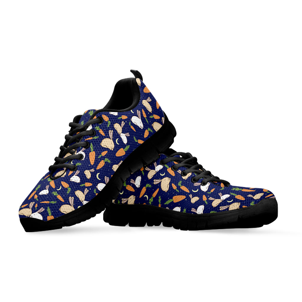 Carrot And Rabbit Pattern Print Black Sneakers