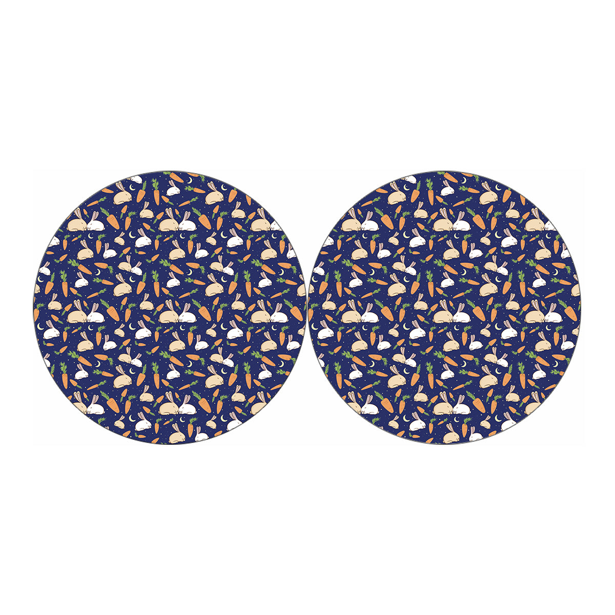 Carrot And Rabbit Pattern Print Car Coasters