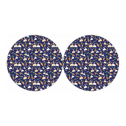 Carrot And Rabbit Pattern Print Car Coasters