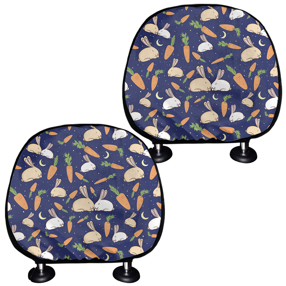 Carrot And Rabbit Pattern Print Car Headrest Covers