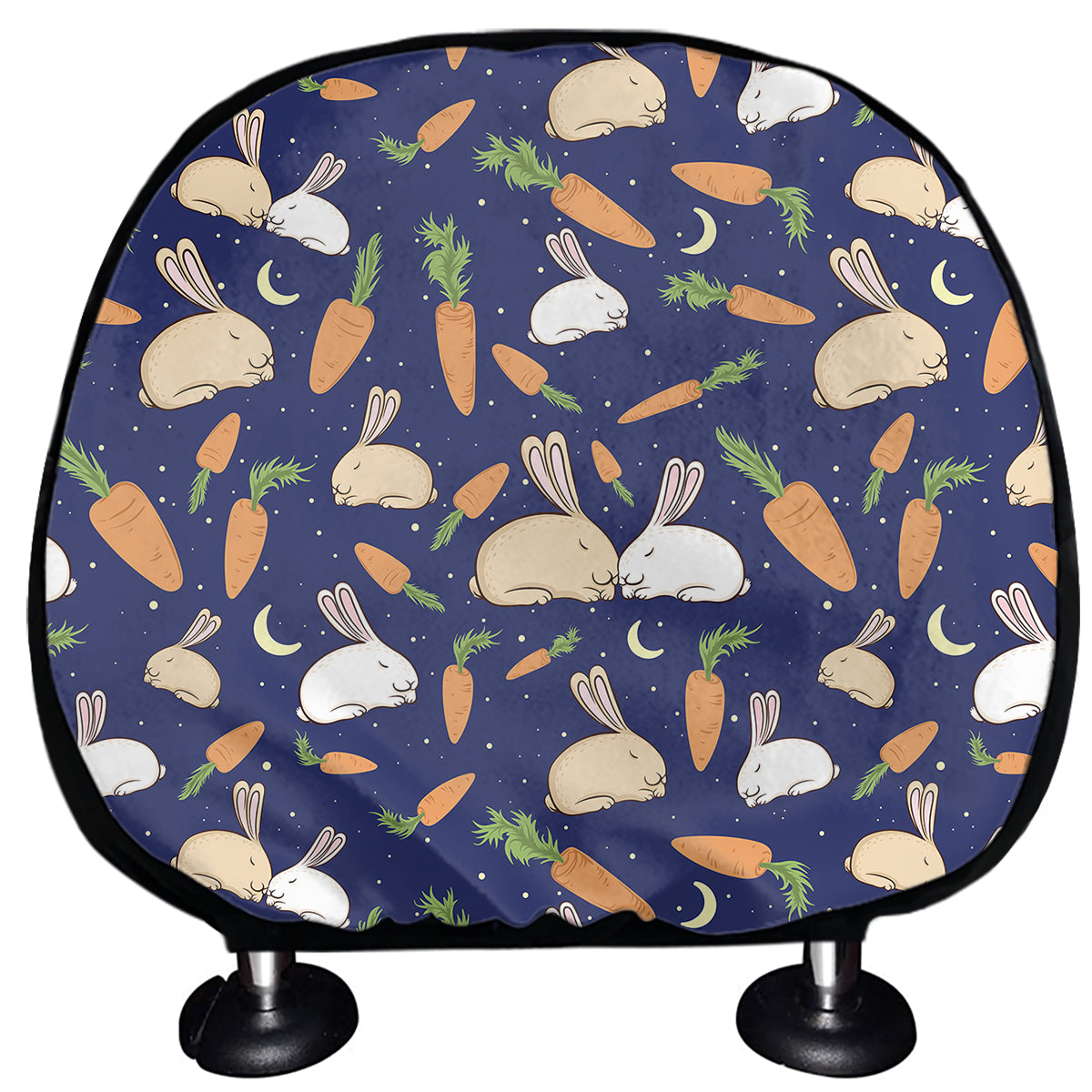 Carrot And Rabbit Pattern Print Car Headrest Covers