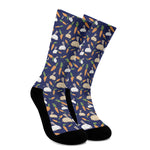 Carrot And Rabbit Pattern Print Crew Socks