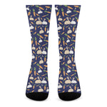 Carrot And Rabbit Pattern Print Crew Socks