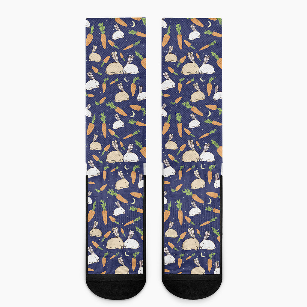 Carrot And Rabbit Pattern Print Crew Socks