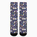 Carrot And Rabbit Pattern Print Crew Socks