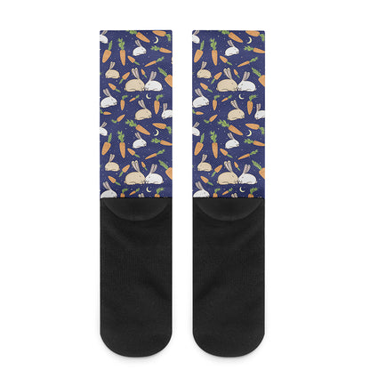 Carrot And Rabbit Pattern Print Crew Socks