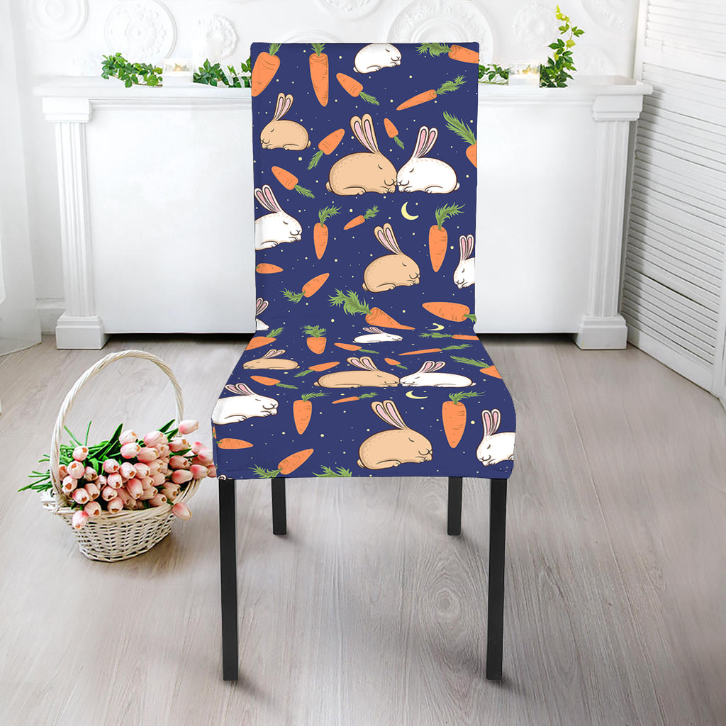 Carrot And Rabbit Pattern Print Dining Chair Slipcover