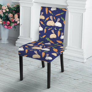 Carrot And Rabbit Pattern Print Dining Chair Slipcover