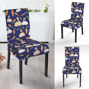 Carrot And Rabbit Pattern Print Dining Chair Slipcover