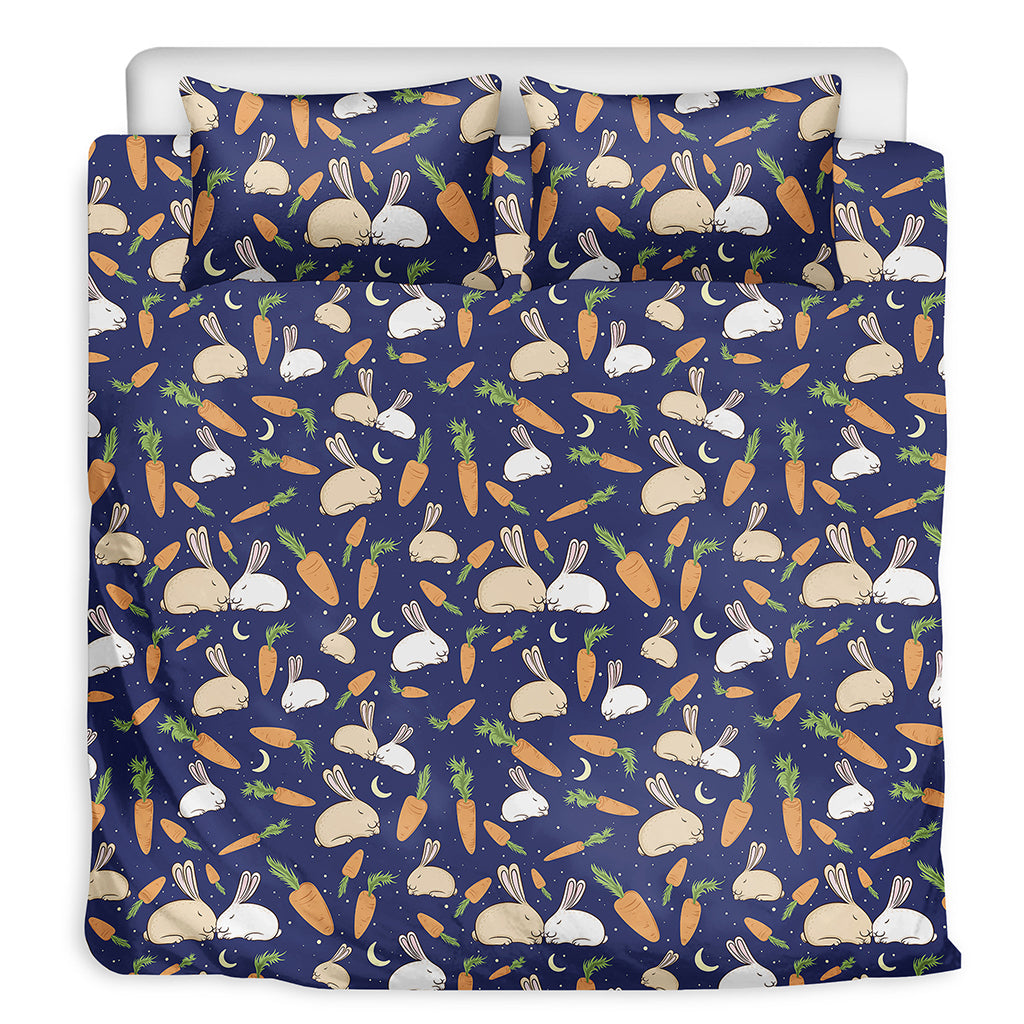 Carrot And Rabbit Pattern Print Duvet Cover Bedding Set