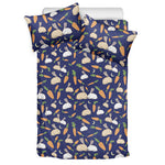 Carrot And Rabbit Pattern Print Duvet Cover Bedding Set