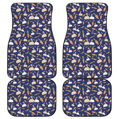 Carrot And Rabbit Pattern Print Front and Back Car Floor Mats
