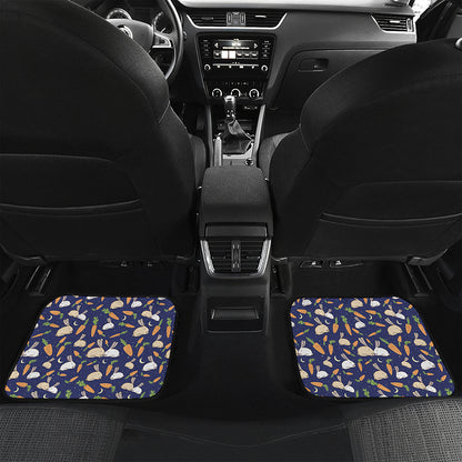 Carrot And Rabbit Pattern Print Front and Back Car Floor Mats