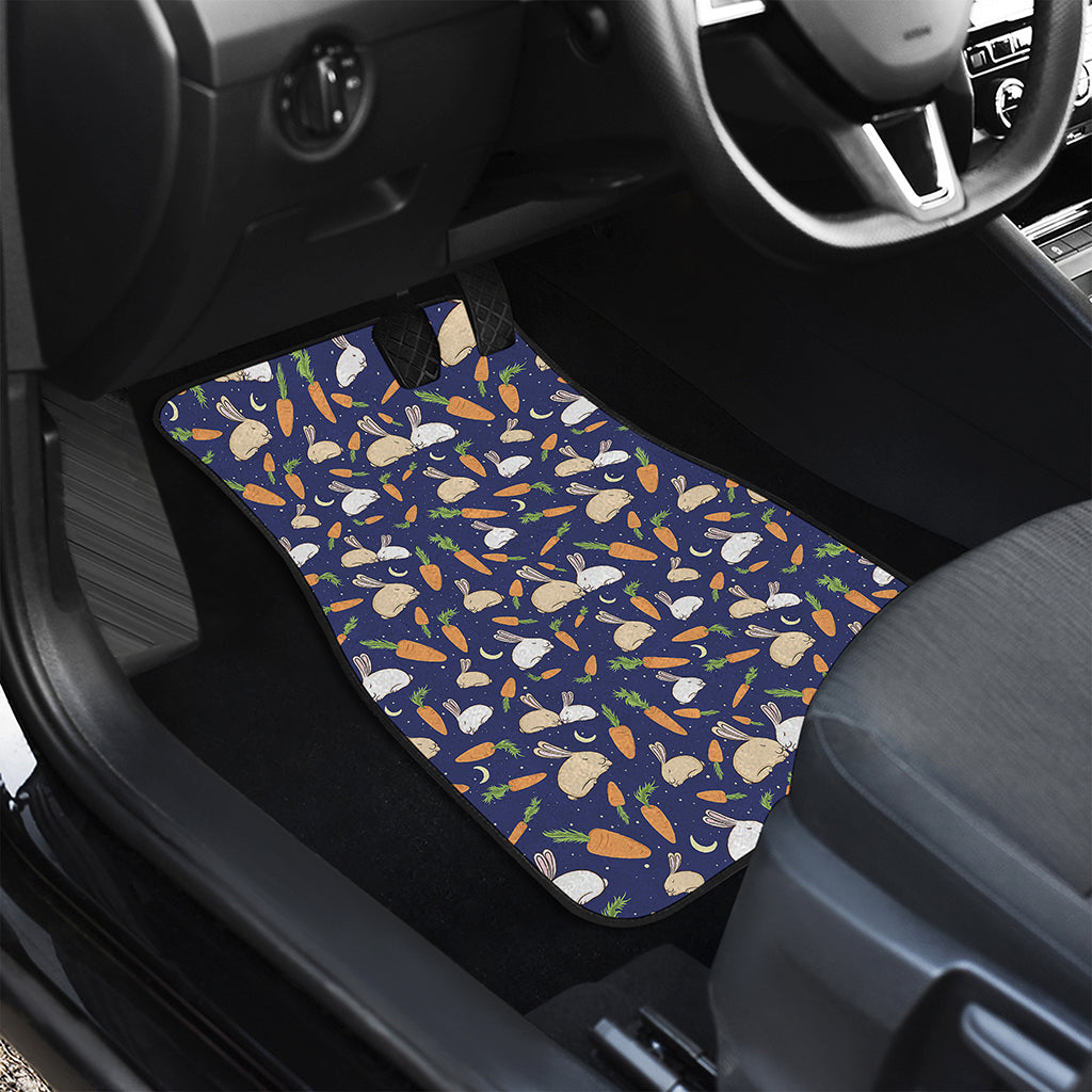 Carrot And Rabbit Pattern Print Front and Back Car Floor Mats