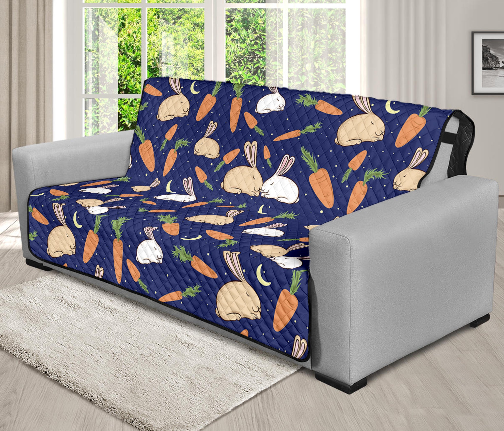 Carrot And Rabbit Pattern Print Futon Protector