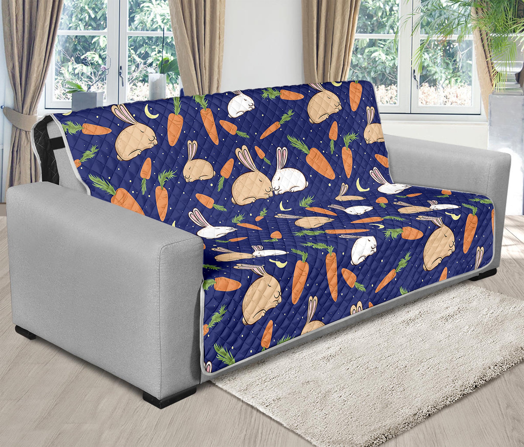 Carrot And Rabbit Pattern Print Futon Protector