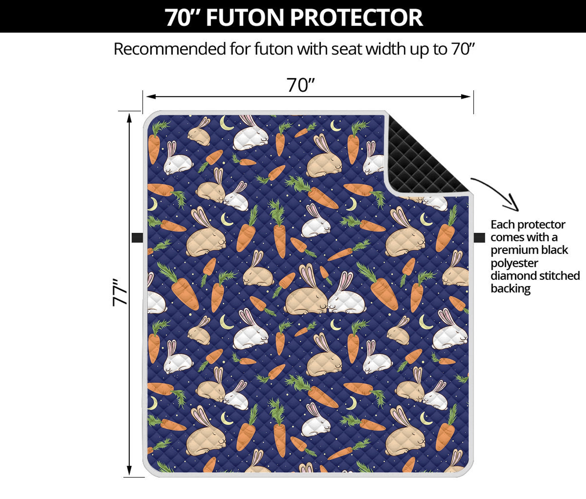 Carrot And Rabbit Pattern Print Futon Protector