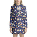 Carrot And Rabbit Pattern Print Pullover Hoodie Dress