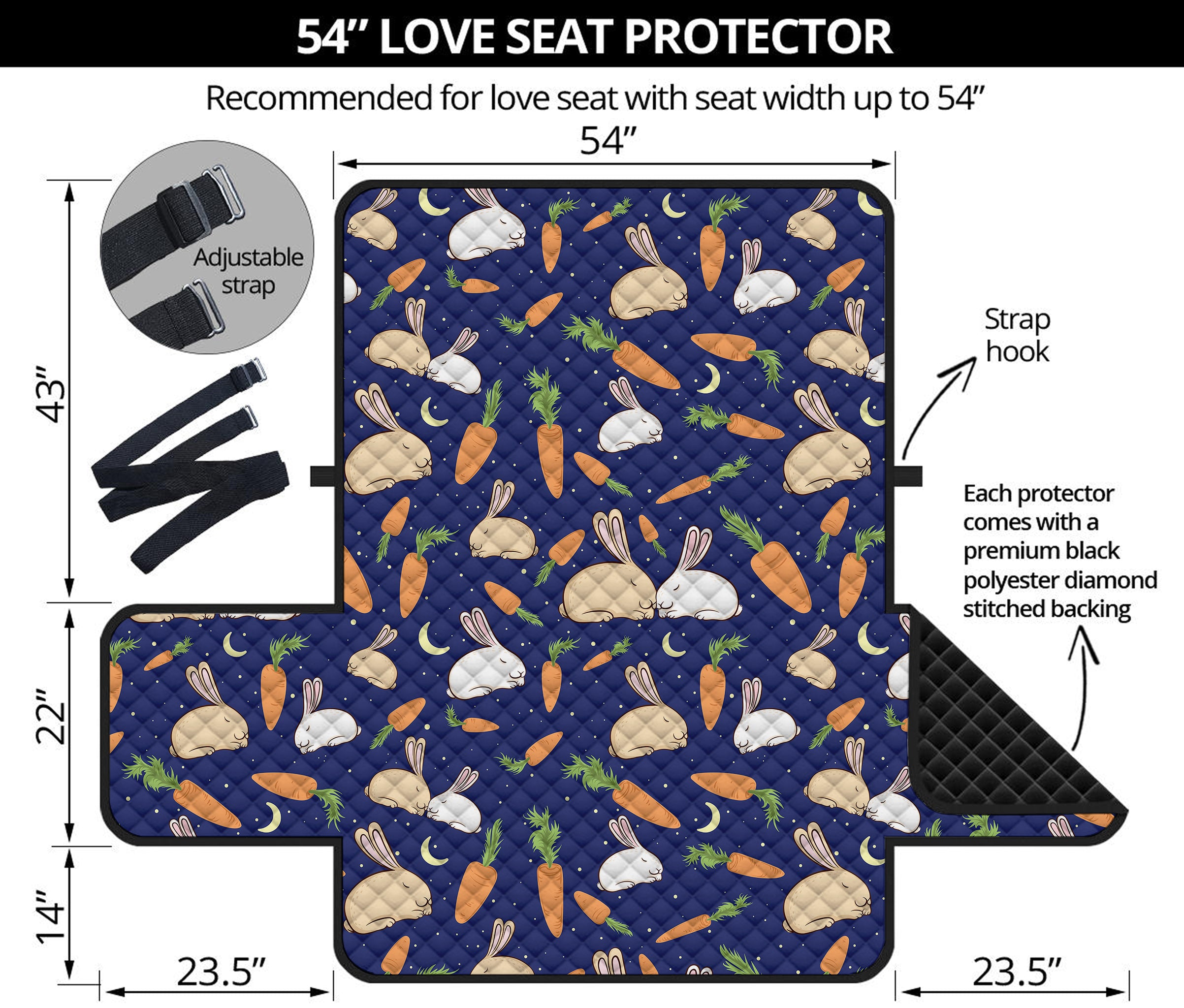 Carrot And Rabbit Pattern Print Loveseat Protector