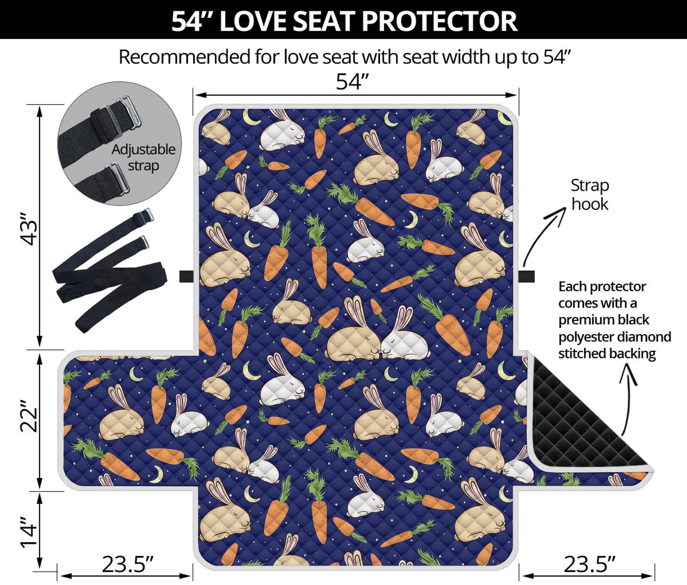 Carrot And Rabbit Pattern Print Loveseat Protector