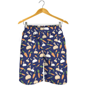 Carrot And Rabbit Pattern Print Men's Shorts