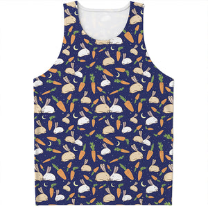 Carrot And Rabbit Pattern Print Men's Tank Top