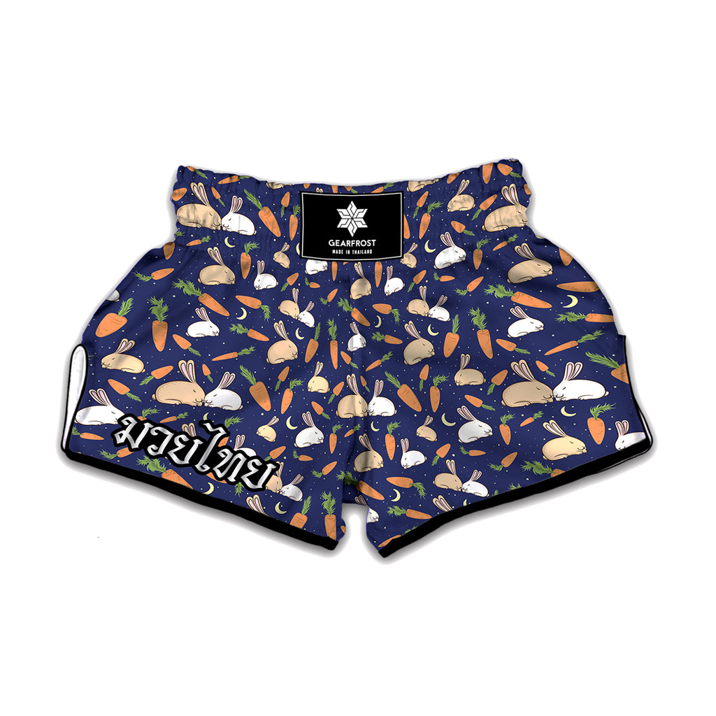 Carrot And Rabbit Pattern Print Muay Thai Boxing Shorts