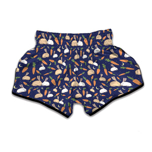 Carrot And Rabbit Pattern Print Muay Thai Boxing Shorts