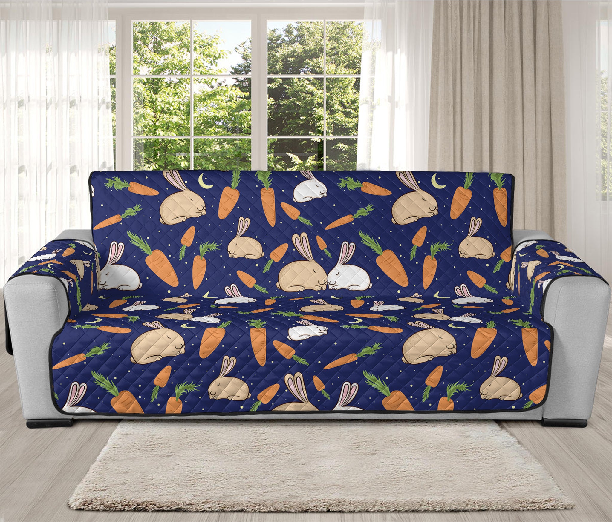 Carrot And Rabbit Pattern Print Oversized Sofa Protector