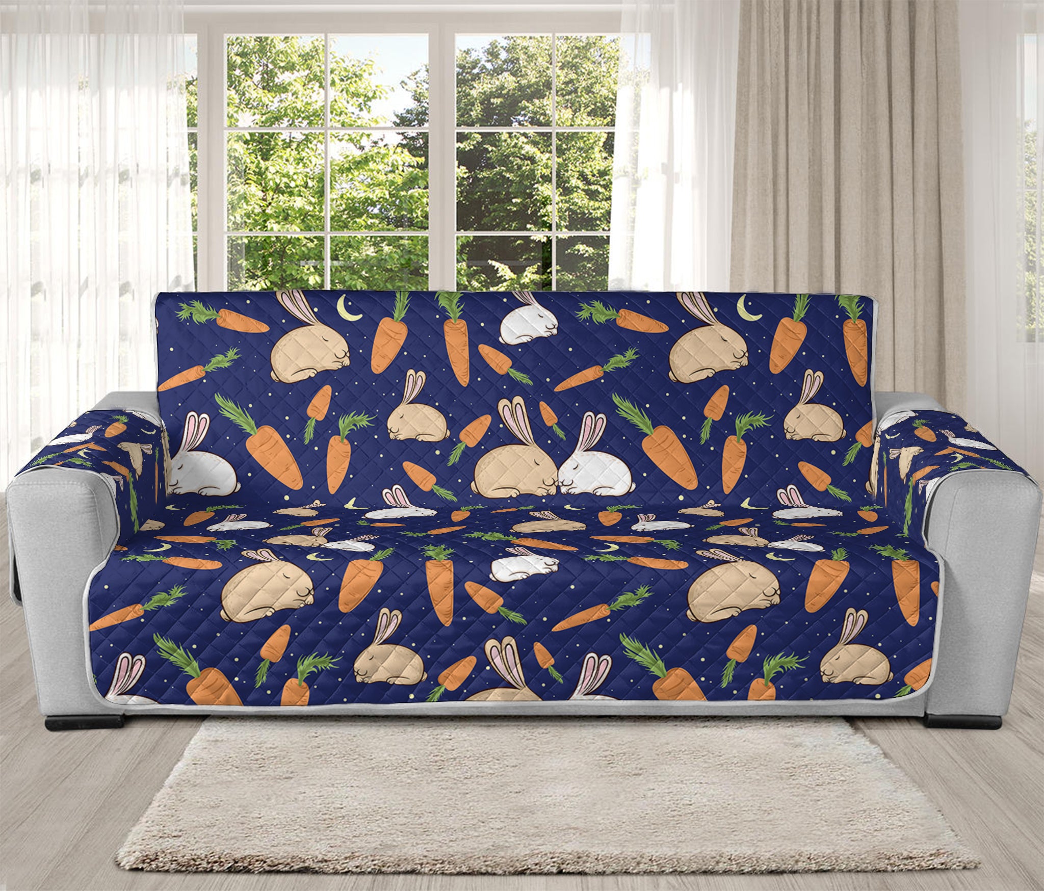 Carrot And Rabbit Pattern Print Oversized Sofa Protector