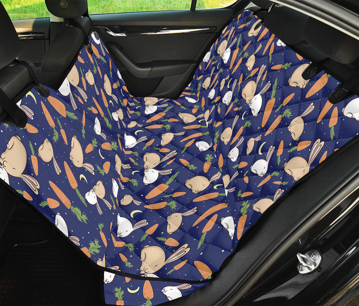 Carrot And Rabbit Pattern Print Pet Car Back Seat Cover