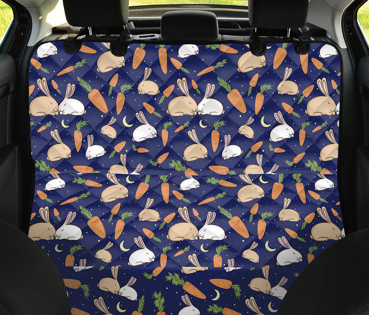 Carrot And Rabbit Pattern Print Pet Car Back Seat Cover