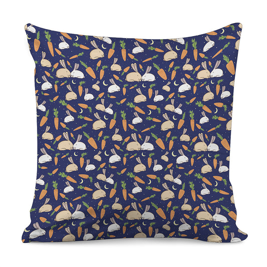 Carrot And Rabbit Pattern Print Pillow Cover