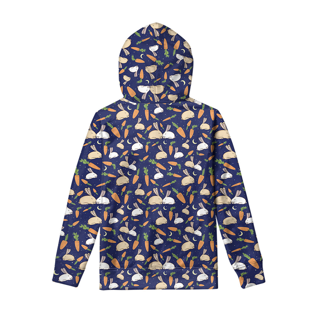 Carrot And Rabbit Pattern Print Pullover Hoodie