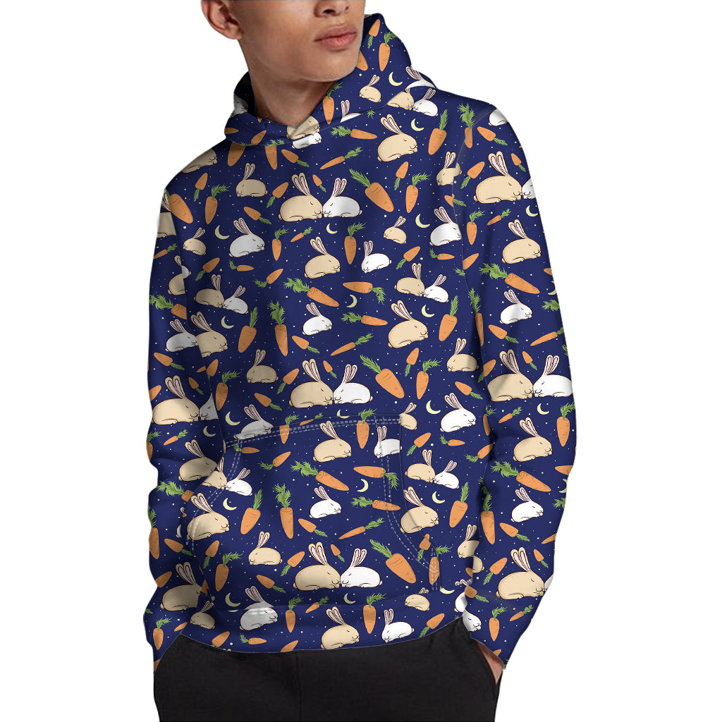 Carrot And Rabbit Pattern Print Pullover Hoodie