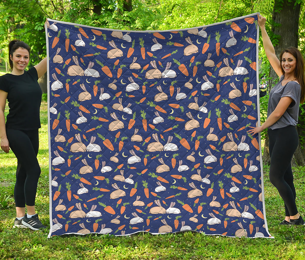 Carrot And Rabbit Pattern Print Quilt