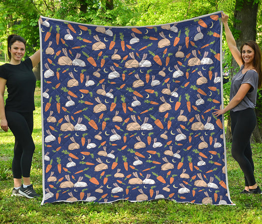 Carrot And Rabbit Pattern Print Quilt