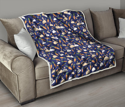 Carrot And Rabbit Pattern Print Quilt