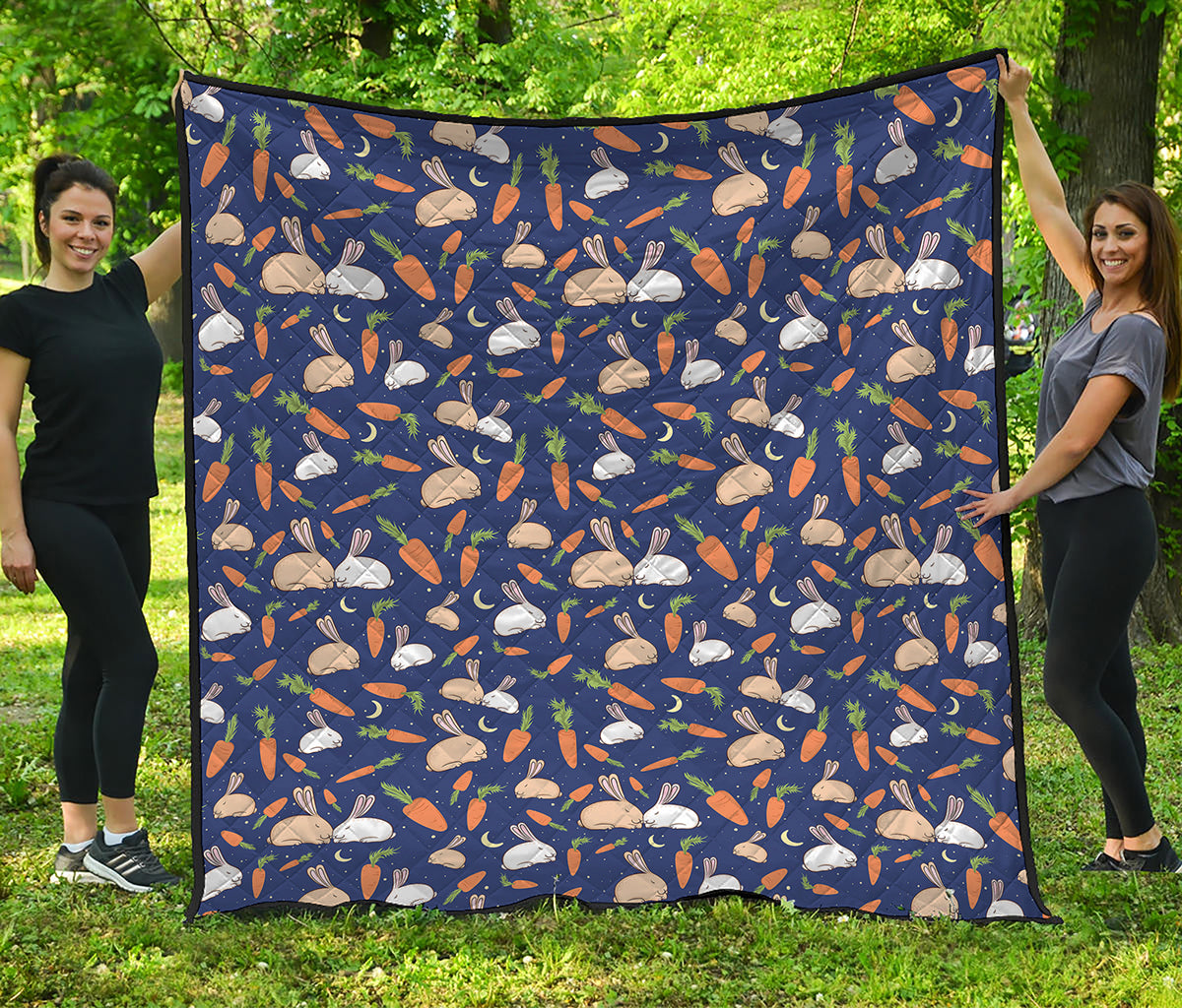 Carrot And Rabbit Pattern Print Quilt