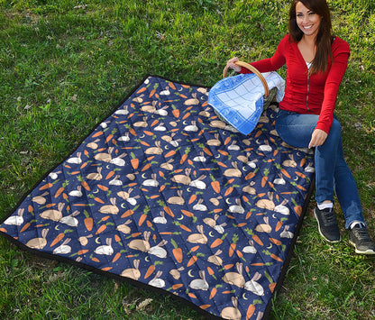Carrot And Rabbit Pattern Print Quilt