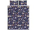 Carrot And Rabbit Pattern Print Quilt Bed Set