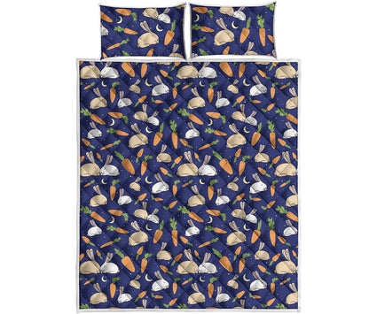 Carrot And Rabbit Pattern Print Quilt Bed Set