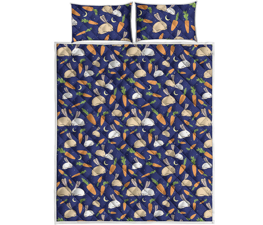 Carrot And Rabbit Pattern Print Quilt Bed Set