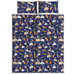 Carrot And Rabbit Pattern Print Quilt Bed Set