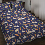Carrot And Rabbit Pattern Print Quilt Bed Set