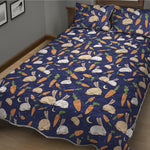 Carrot And Rabbit Pattern Print Quilt Bed Set
